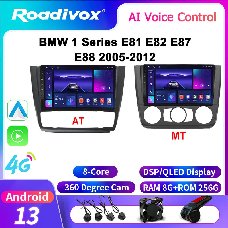 Radio Roadix Android Car pre BMW 1 Series E81 E82 E87 E88 2005-2012 GPS Navigation Video Multimedia Player Play RecordOrdér