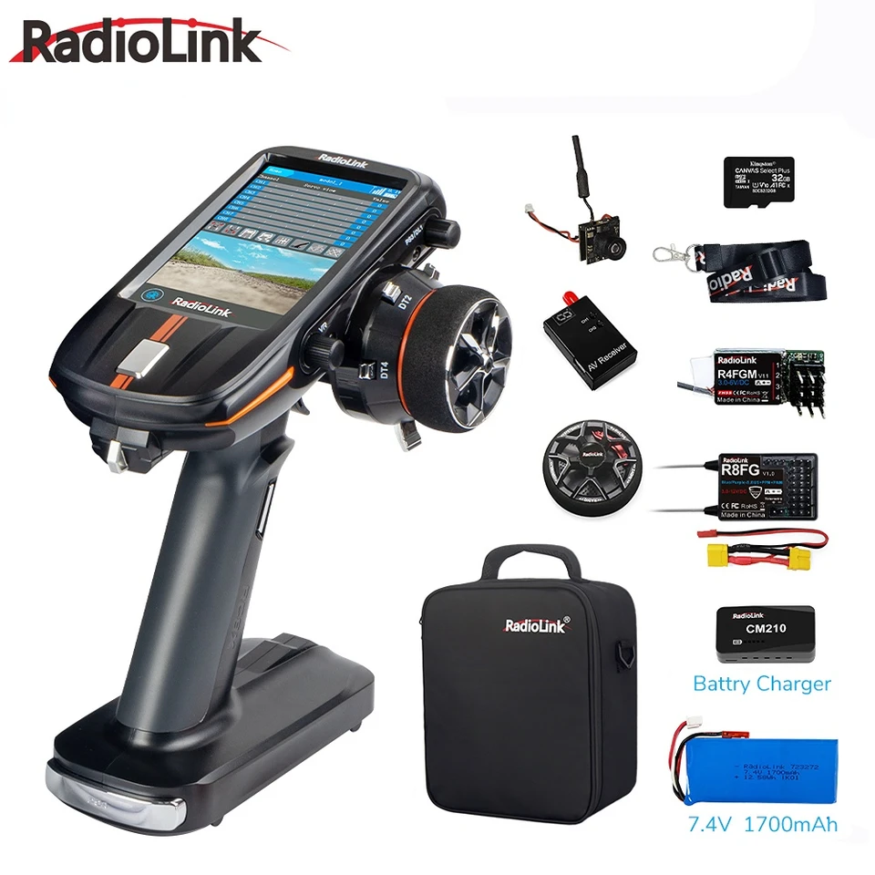Radiolink Nový príchod RC8X 2.4G 8 Rádiový vysielač kanálov, 4,3 palca plná farebná LCD dotyková obrazovka, 200 modelov úložiska pre RC CAR