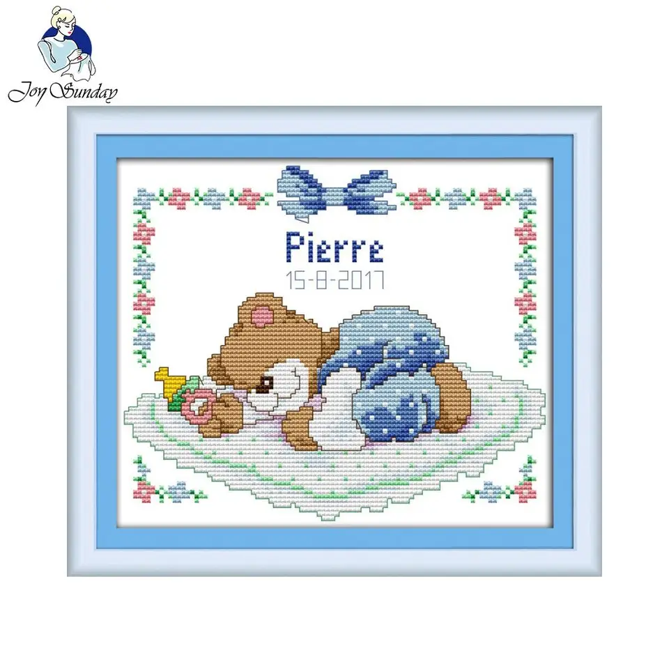Radosť nedeľu vyšívanie DIY krížové stehy pre vyšívacie súpravy Sleeping Baby Bear Bavlníka vlákno Domáce dekorácie Počet krížových šití