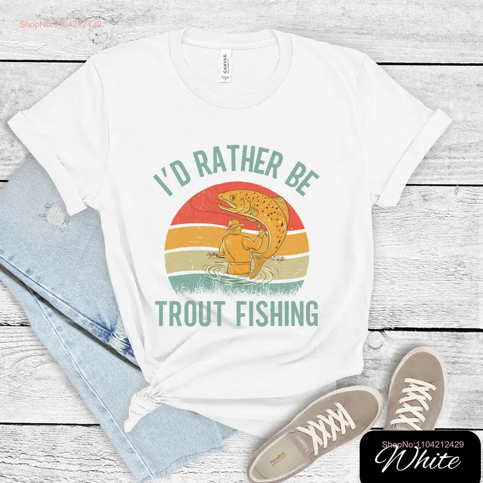Radšej by som bol pstruhový rybársky tričko backcountry Flyfishing na múre pre rybárov dlhé alebo krátke rukávy