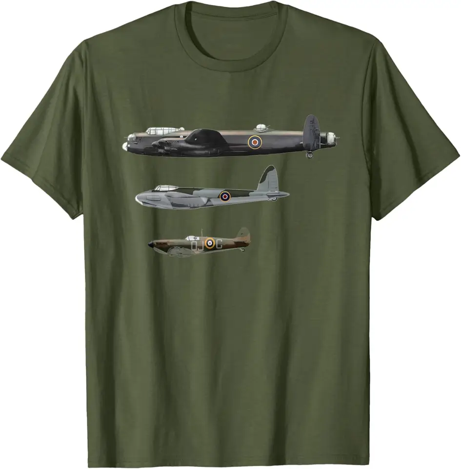 RAF WW2 II Lancaster Spitfire Mosquito Fighter Bomber Tričko s krátkym rukávom Príležitostné 100% bavlnené tričko