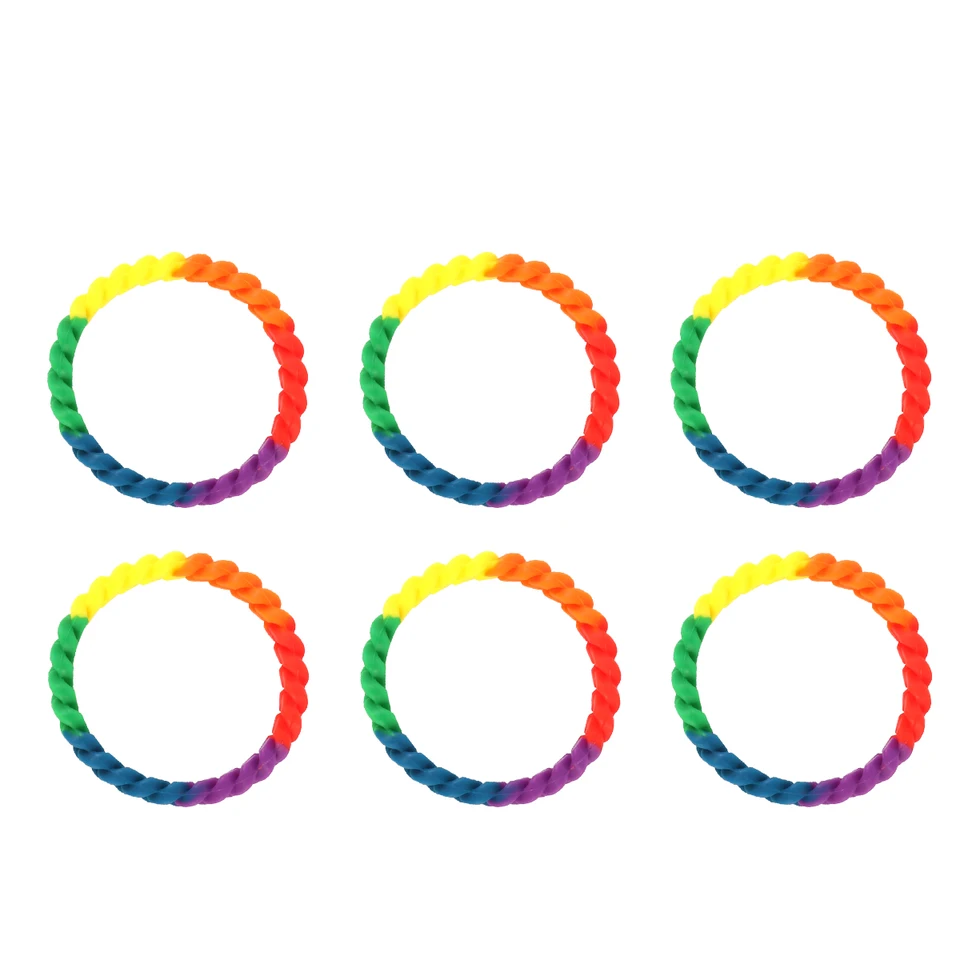 Rainbow Color Silikónové náramky LGBTQ Bangle Farba segmentovaný náramok Gay Lesbian Elastic náramok móda jedinečný šperk darček