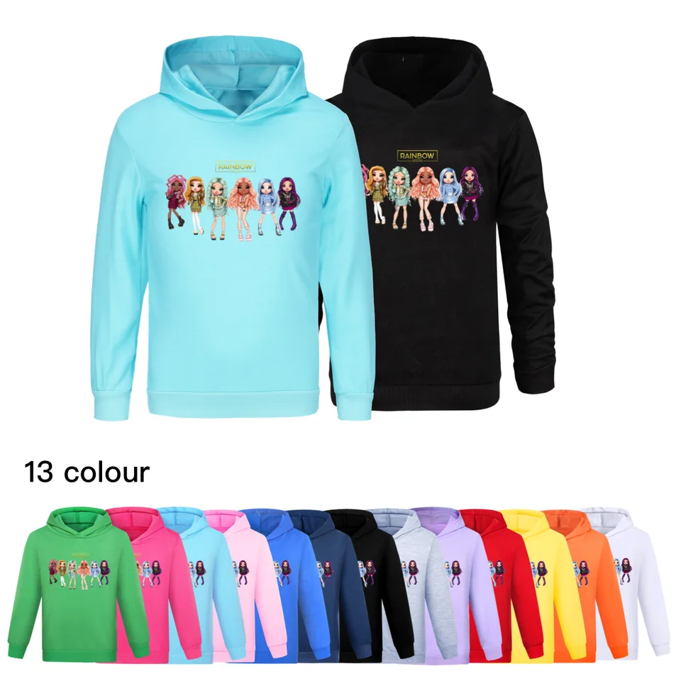 Rainbow High Hoodie Kids s dlhým rukávom Coats Dievčatá Dievčatá mikiny s kapucňou batoľa