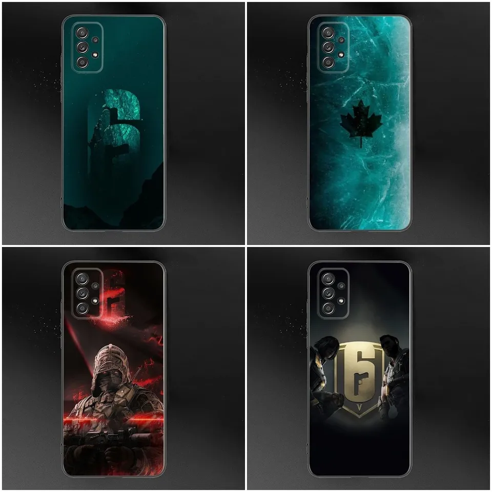 Rainbow Six Siege Pase Pase pre Samsung S24, S23, S22, S21, S20, S10, S10E, S9 Plus Fe Poznámka 20 Ultra 10,9 Plus čierny krycí škrupina