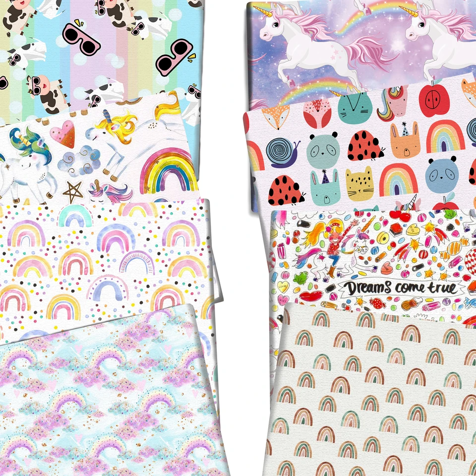 Rainbow Unicorn Polyester Cotton/Swimwear tkanina pre tkanivové šitie prešívaných látok vyšíva