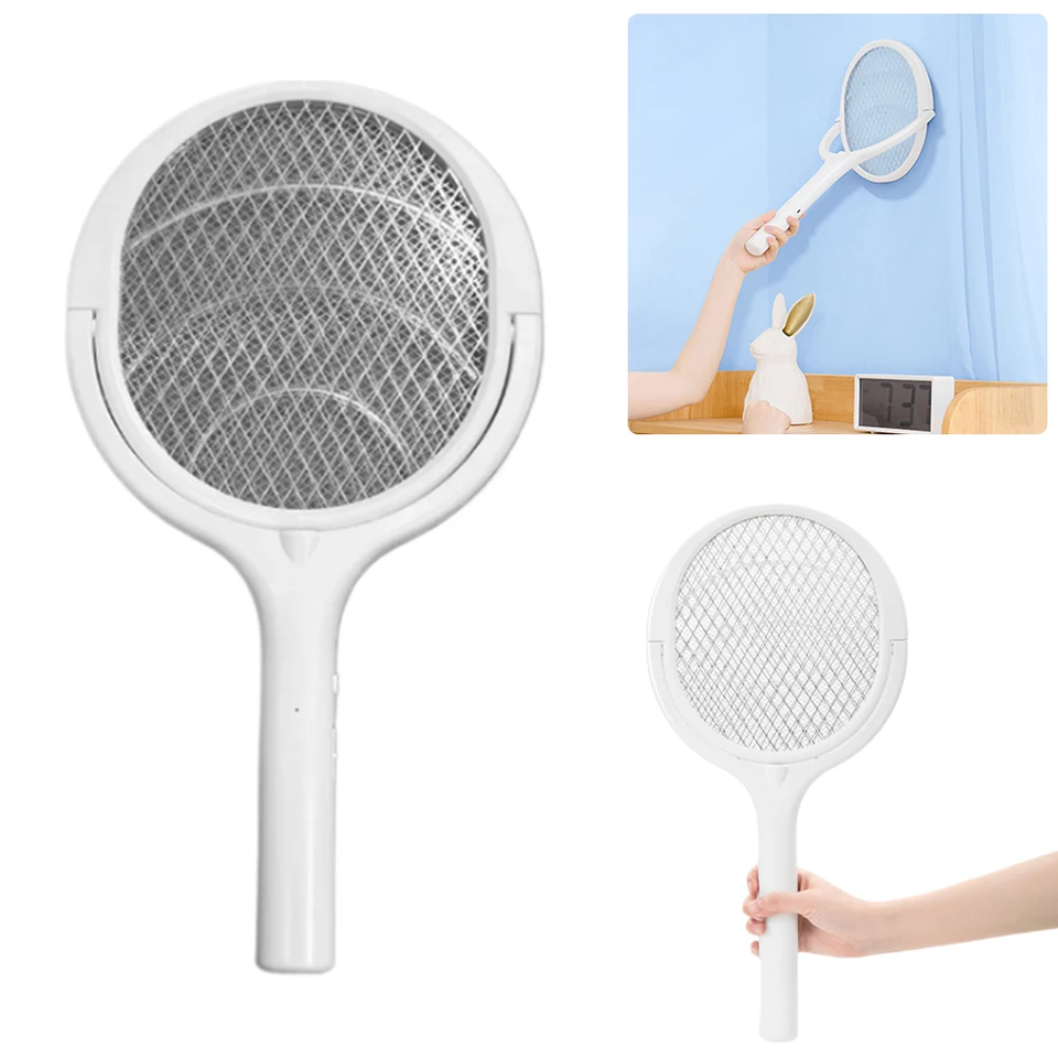 Raketa otáčania swattera hlavy 5/6 v 1 zabijáku komárov s teleskopickým prútom elektrickým muškárom Swatter pre komár Fly Gat Wasp
