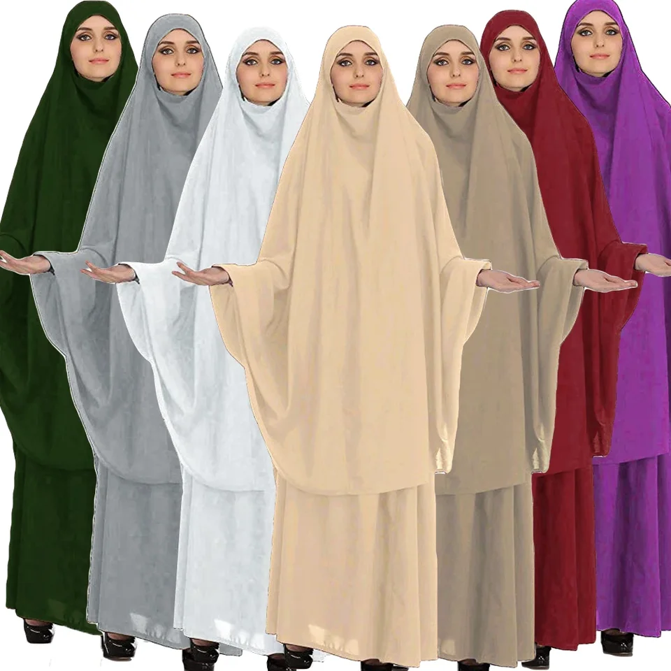 Ramadan 2 -dielne rúcho dlhé khimar set abaya moslimské ženy modlitebné odev Dubaj Saudské modlitebné šaty 2 kusové sukne súpravy eid niqab
