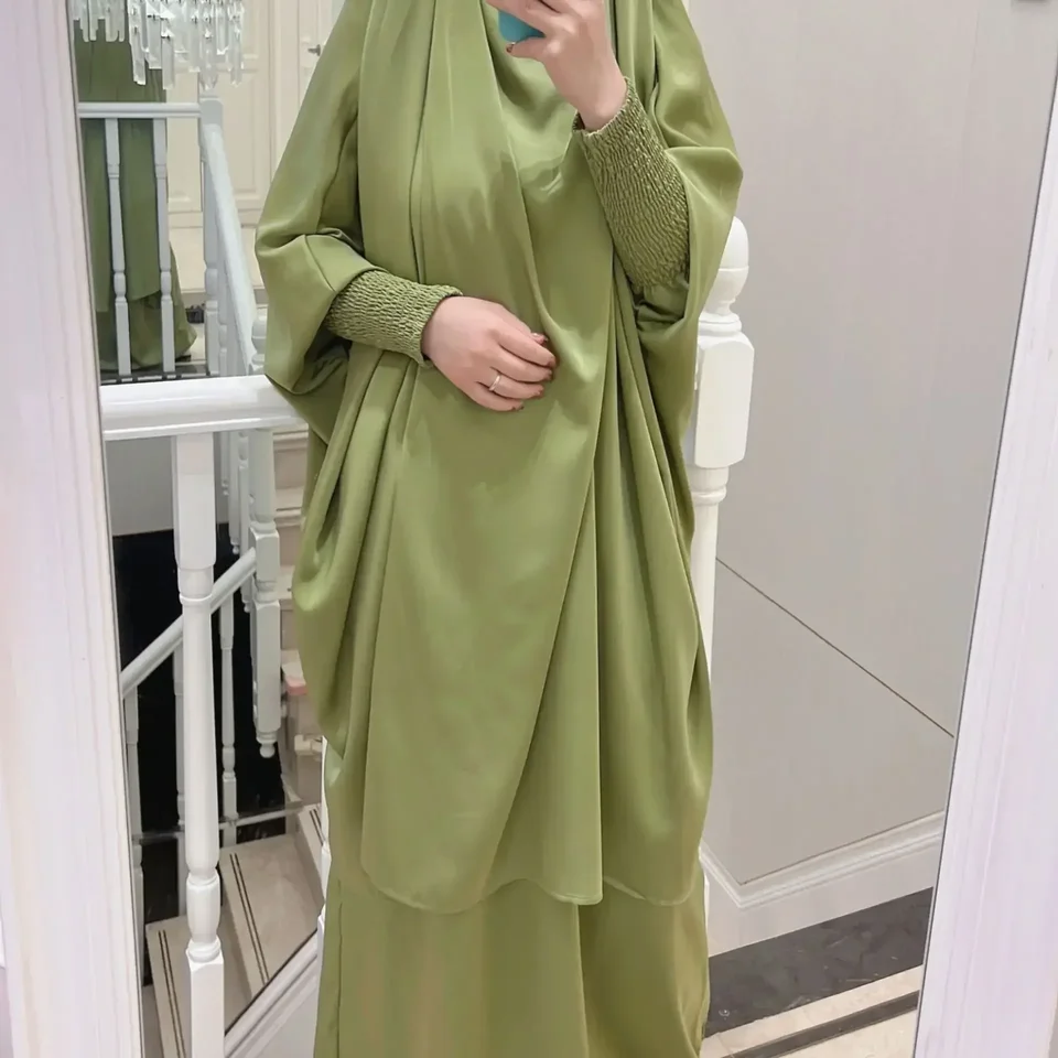 Ramadan Eid Jilbab 2 kusové sada Abaya Long Khimar Hidžáb šaty moslimské ženy modlitebné odev Niqab Islam Dubai Outfit Djellaba Burka