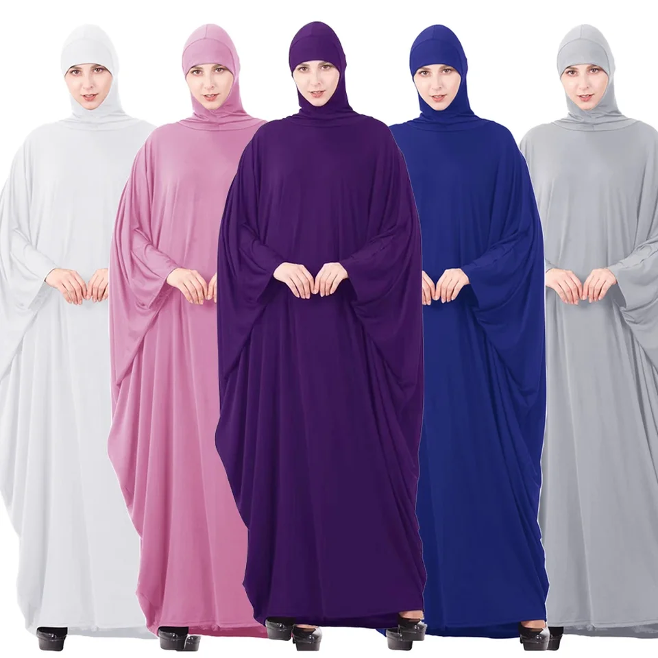 Ramadan Eid moslimské ženy modlitebné odevy hidžábové šaty voľné šaty arabský kaftan rúcho bat rukáv maxi