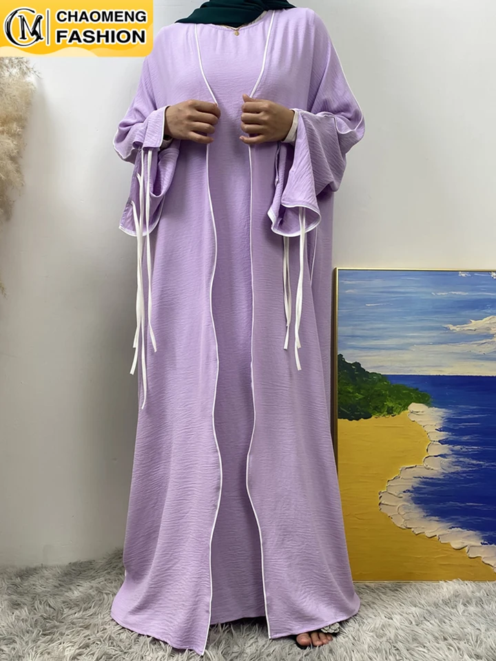 Ramadan eid módne dubaj Abaya 2 -kusové sada islam kaftan moslimské dámske oblečenie hidžábové šaty kimono ensemble femme Musulmane rúcho