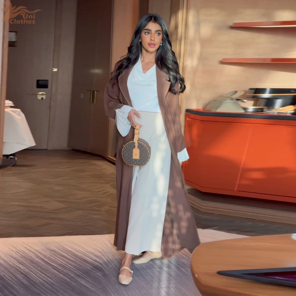 Ramadan Eid Pleats Open Kimono Abaya Dubai Luxus 2024 Palestína Moslim Abayas pre ženy Kaftan Šaty Islam oblečenie femme