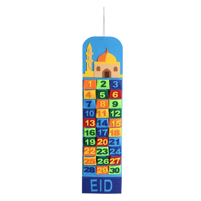 Ramadan Mubarak odpočítavací kalendár Eid Mubarak Wall 30 Days Calendar s vreckami na dekoráciu festivalových večierkov