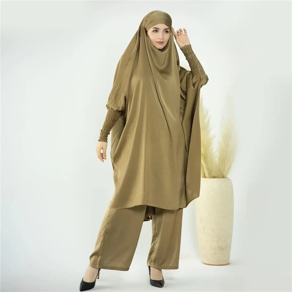 Ramadán 2 kusové moslimské modlitebné odevy Sada žien Hidžáb abaya rúcho nohavice súprava khimar burqa islamské oblečenie nad hlavou arabské rúcho
