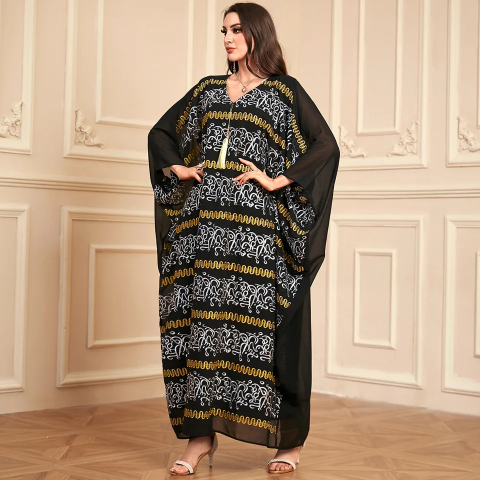 Ramadán Abayas pre ženy moslim batwing výšivky maxi šaty morčacie kaftan eid djellaba caftan marokain femme islam jalabiya