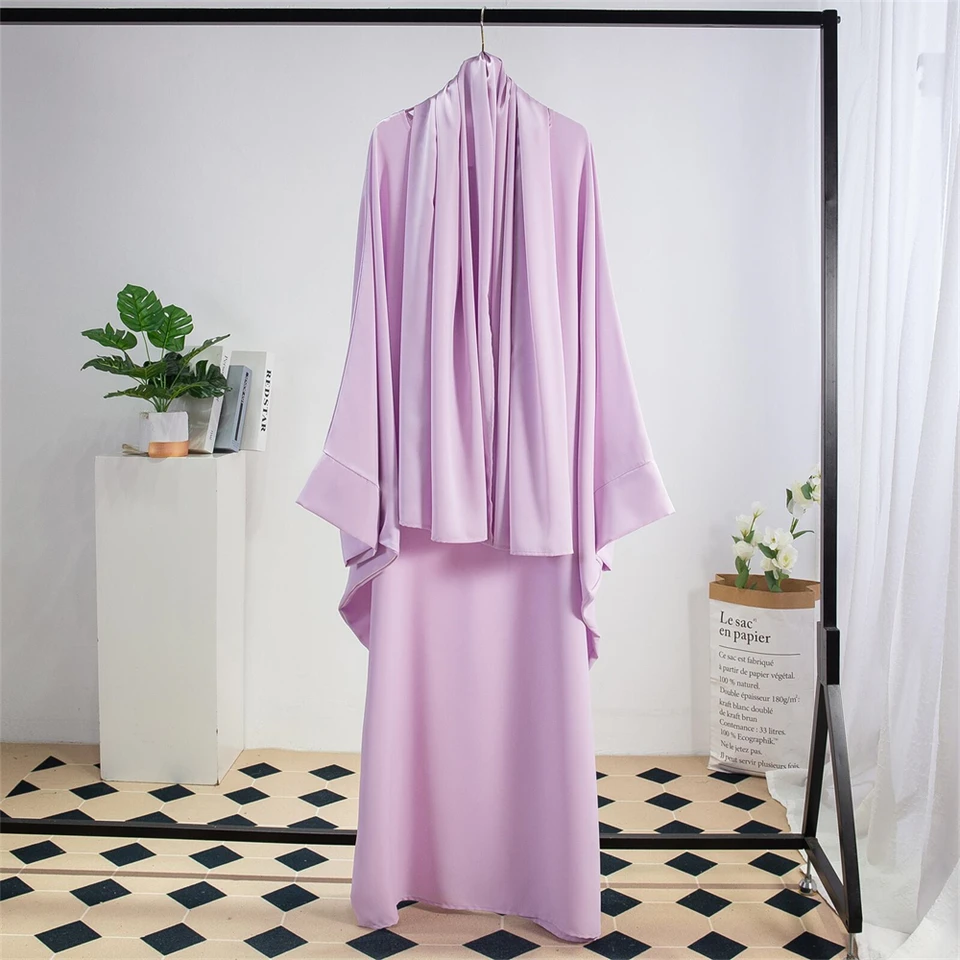 Ramadán Moslimské ženy Abaya Batwing Ruckve maxi šaty Dubaj Saudi Kaftan Turecko arabský rúž Islamský večierok femme jalabiya šál