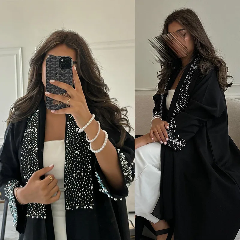 Ramadán Moslimský islamský horúci diamant móda Blízky východ Luxusný rúž dochádzajúci abaya dubaj Cardigan Robe Abaya Women's Wear Wear