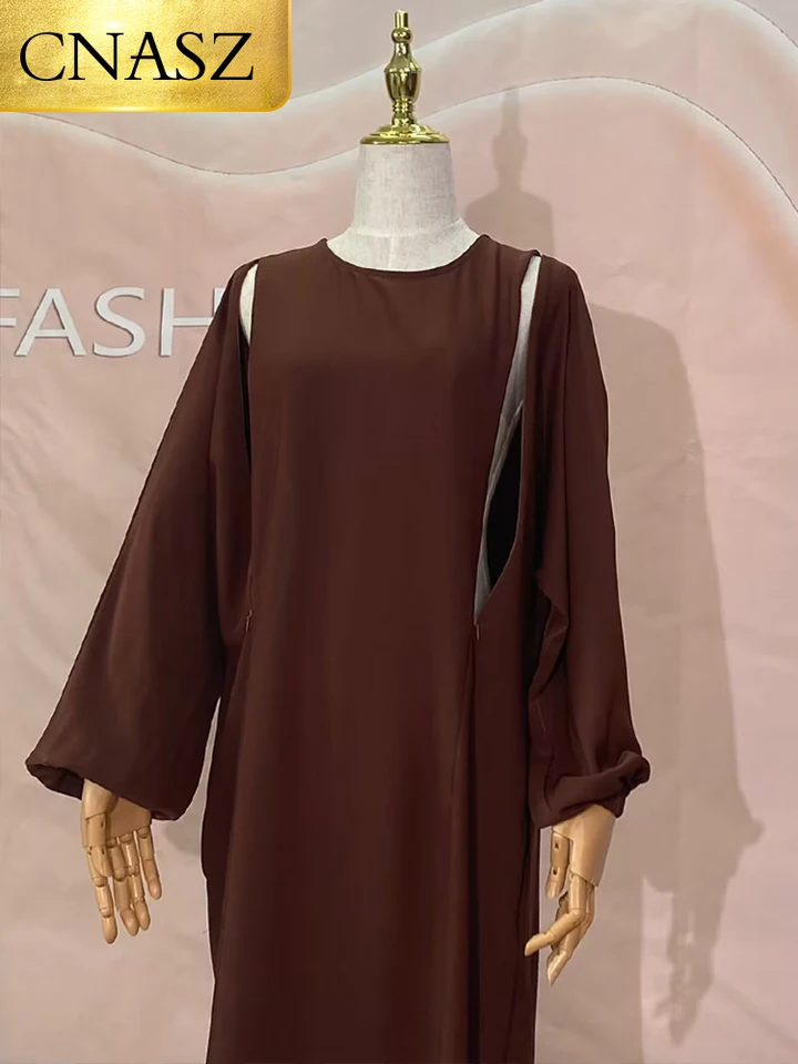 Ramadán Newwomen, šaty Soft Nida Nursing Matka Abaya s bočným predným Islamským oblečením Elastin rukávy dojčiaca abaya