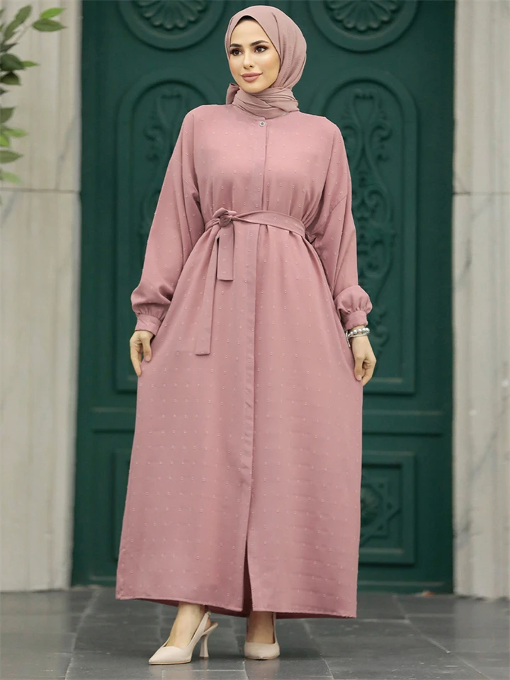Ramadán Pink Abaya Modlitebné oblečenie Ženy Kaftan Turecko Islam moslimské skromné ​​šaty kebaya caftan marokain rúž femme Musulmane