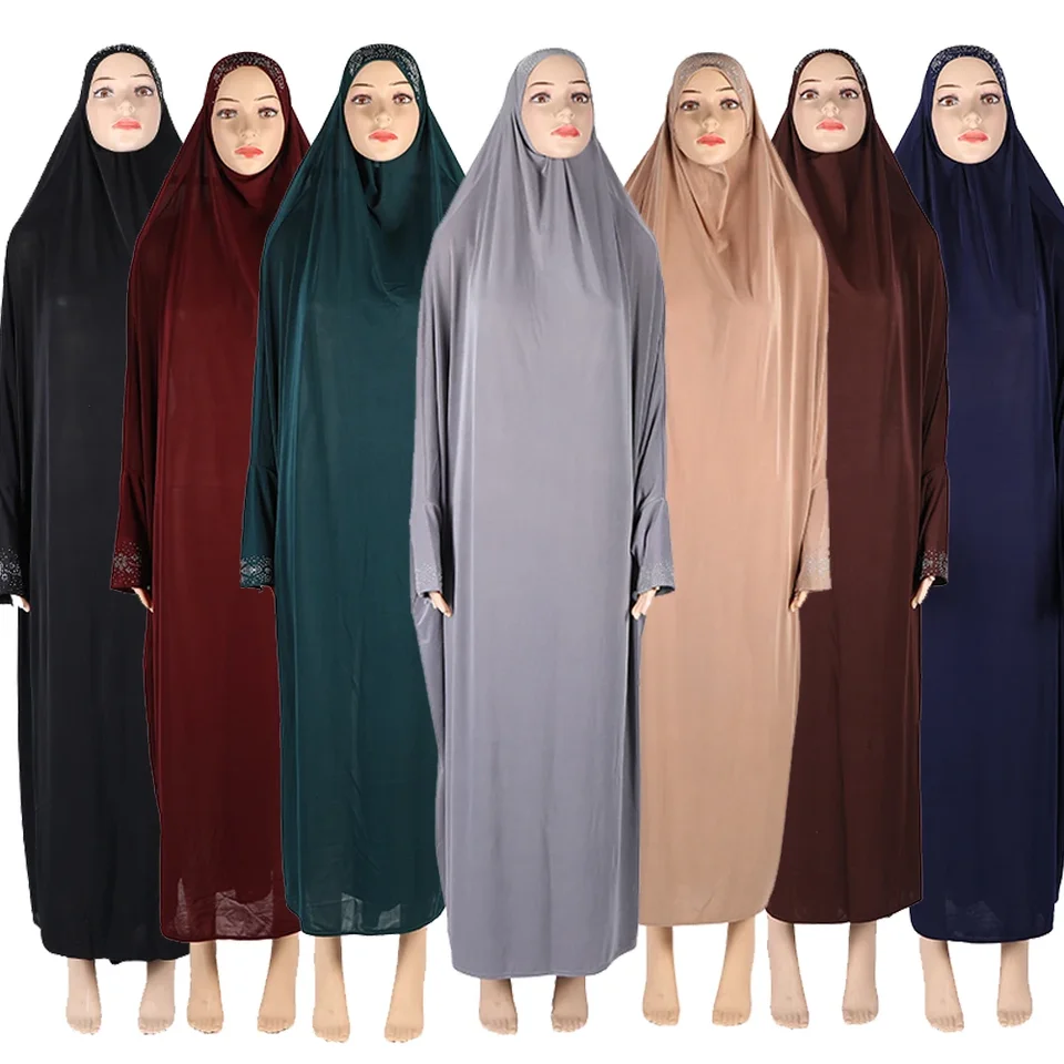 Ramadán s jedným kusom modlitba abaya kapucne šaty kaftan moslimské ženy rúcho hidžáb šaty rúcho masívne farby islam dubaj morčacie oblečenie