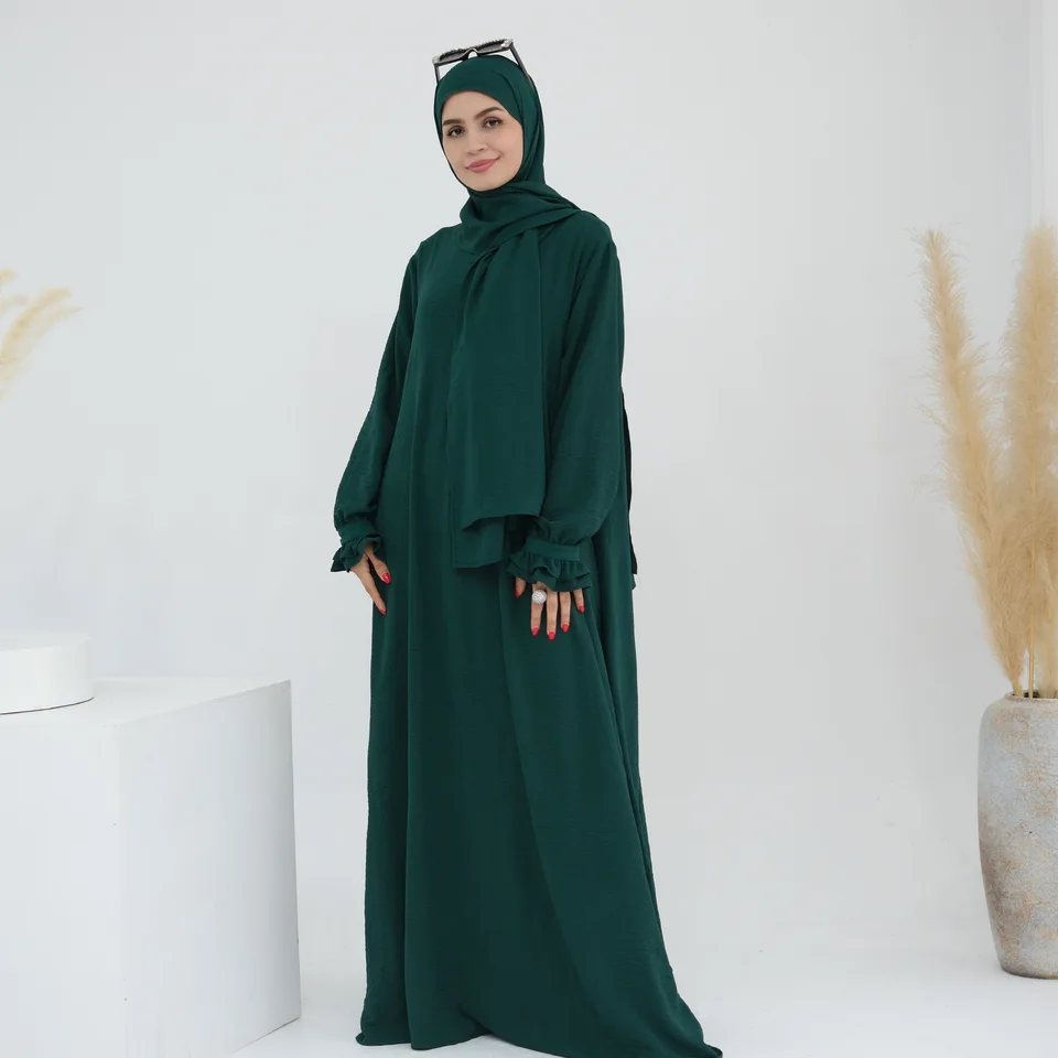 Ramadán s kapucňou Abaya s integrovaným hidžábovým šatkou islamský jeden kus jilbab šaty moslimské ženy modlitebné oblečenie abayas dubaj kaftan