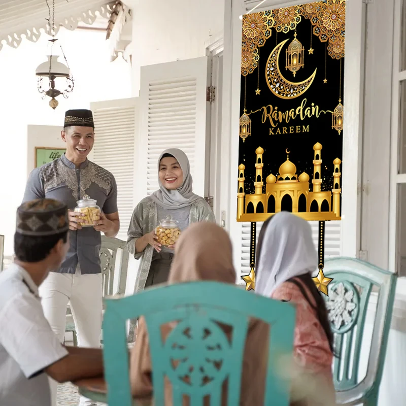 Ramadán visiaci vlajka Ramadan dekorácie 2025 pre domácu kareem pomoc Eid Mubarak Moslimský islamský festival Eid al-Fitr Party Supplies