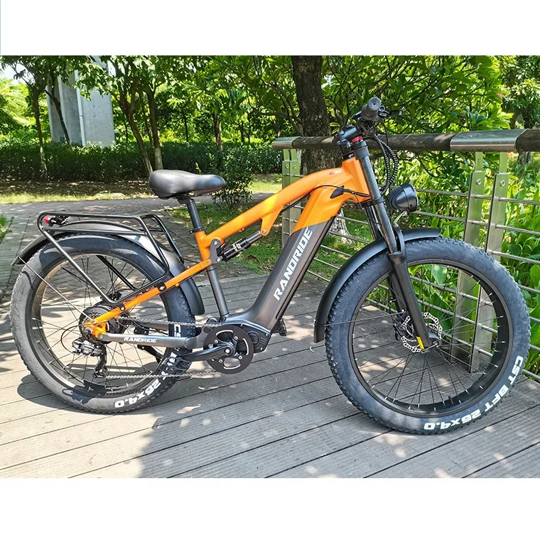 Randride YX80 XL 1500W 20AH Rám hliníková zliatina Elektrický bicykel 26 palcov tuková pneumatika Ebike s MTB Mudguards a zadný stojan