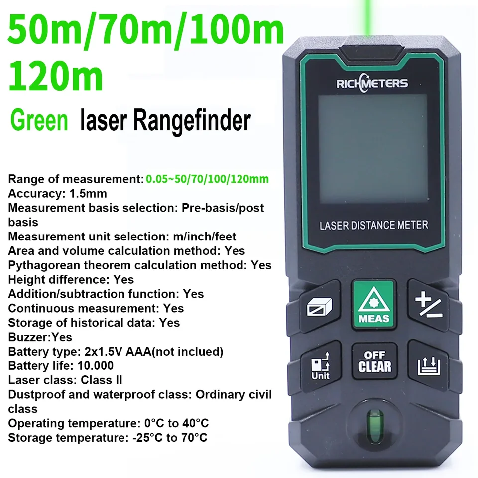 Range Finder laserový merač vzdialenosti diaľkového merača digitálneho uhla predĺženia Profesionálne meracie nástroje