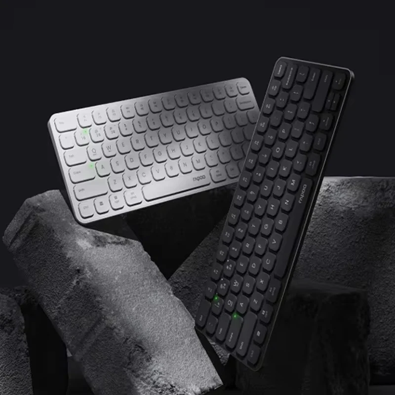 Raoo E9050L Ultra-tenká klávesnica bezdrôtová membrána Tri-režim Office Klávesnice Buletooth Mute Long Endurance PC PC Gaming