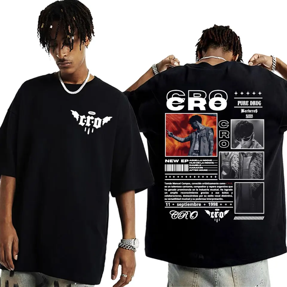 Rapper Cro New Era Trap Pure Drug Tour Tričká pre mužov Dámske Hip Hop Punk Street T košeľa Nadmerná voľná voľné tričko s krátkym rukávom