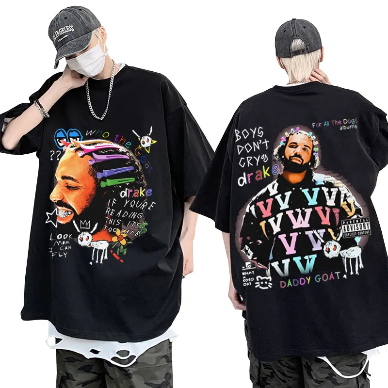 Rapper Drake tričko Pánske dámske oblečenie módne hip hopy tričká Príležitostné nadmerne prerozdelené 100% bavlnené odpaliská krátke rukávy Streetwear