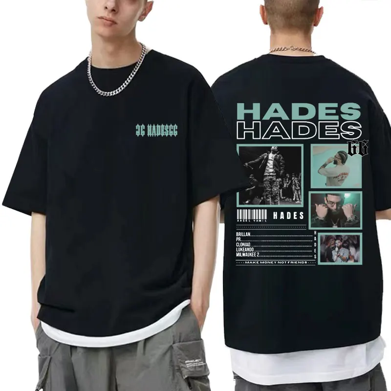 Rapper Hades 66 Zarobiť peniaze, nie priatelia Grafické tričká Men ženy módne hip hop nadmerne nadmerné tričká Pánske vintage streetwear