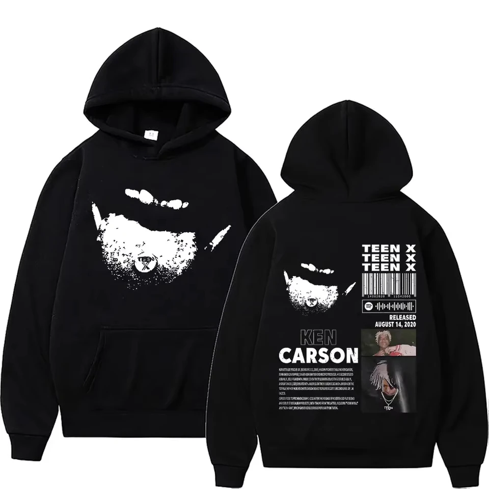 Rapper Ken Carson Teen X Hudobný album obojstranná tlačová mikina rap playboi carti mikina mikiny muža Hip Hop Hopized Hoodies