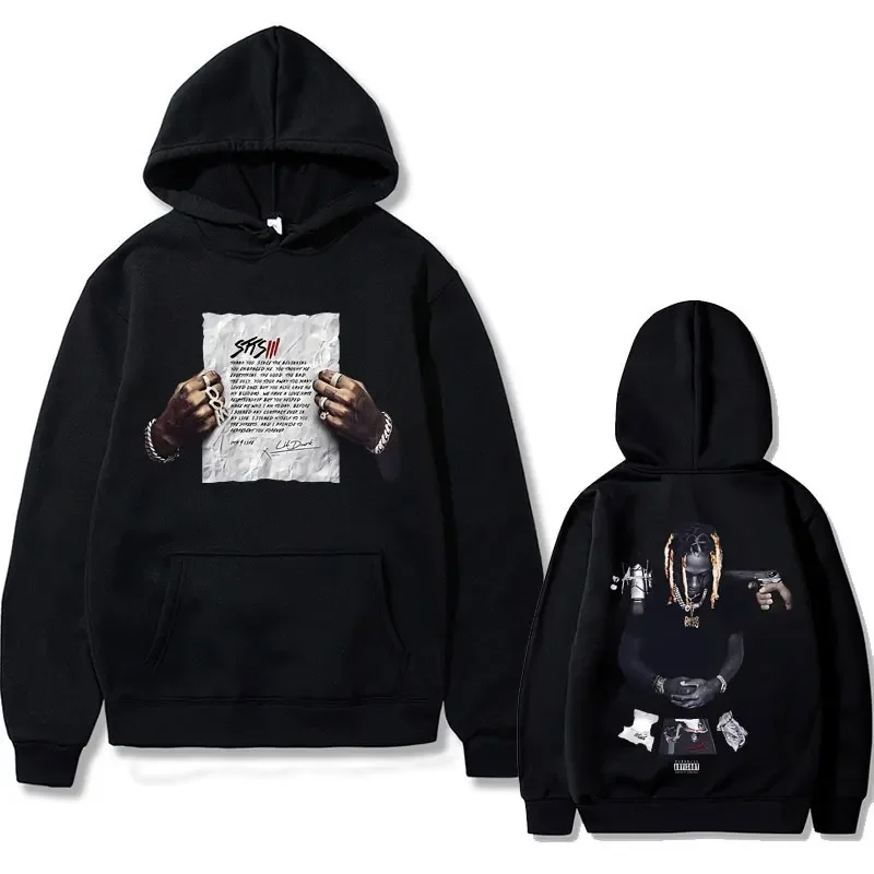 Rapper Lil Durk obojstranná tlačová mikina Pánske chladné streetwear Men Hip Hop Fashion Mikiny Mužské vintage prerozdelené mikiny