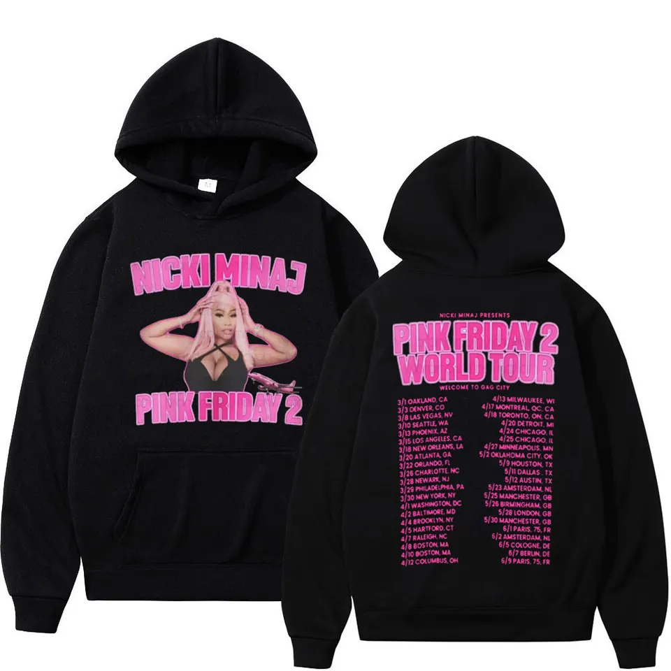 Rapper Nicki Minaj Graphic Hoodie Nový album Pink Friday 2 World Tour Print Mikiny Men ženy High Street Fashion Pullovs
