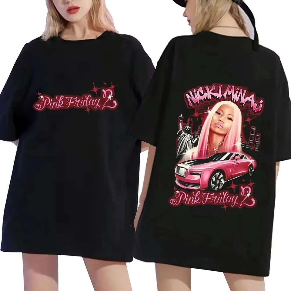 Rapper Nicki Minaj Pink Friday 2 Grafické tričko Men Men módne hip hop s krátkym rukávom nadmerné tričká Cotton Cozy T tričká