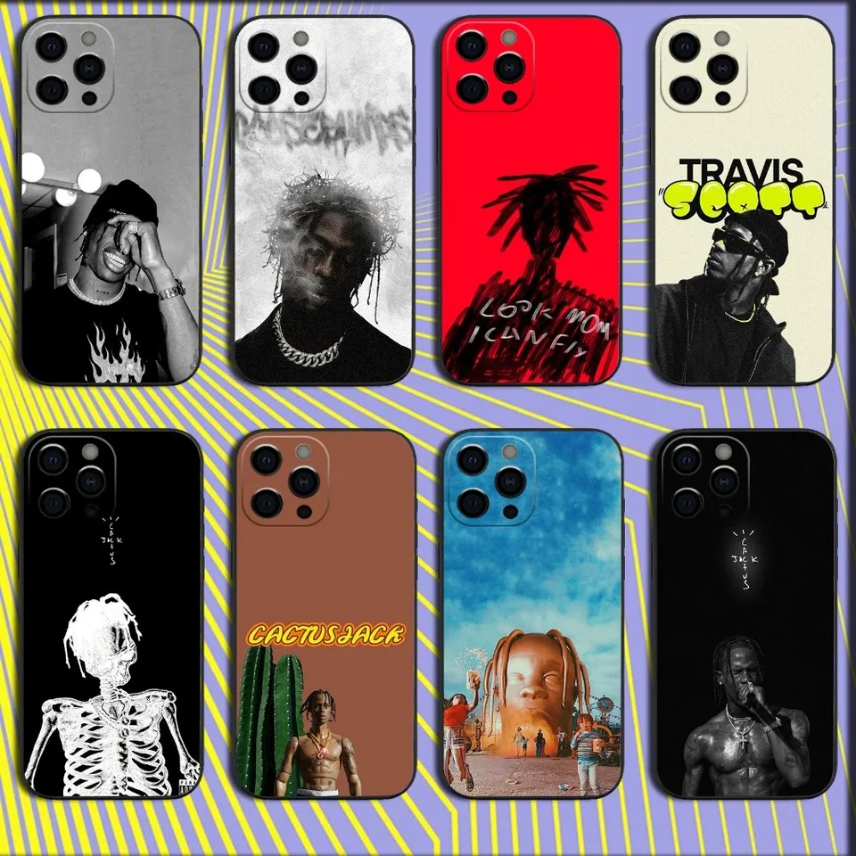 Rapper Singer T-Travis Scott Phone Case pre iPhone 16,15,14,13,12,11, Pro, X, XS, Max, XR, Plus, Mini Soft Black Cover