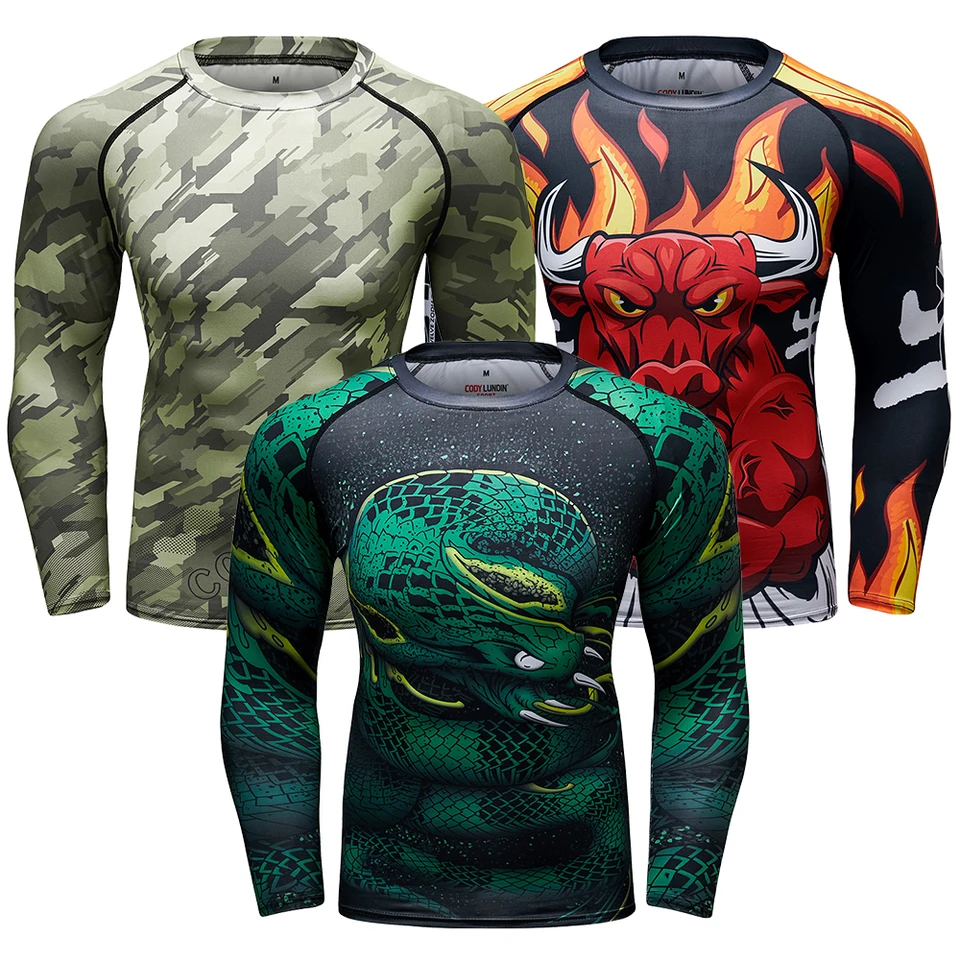 Rashguard Pánske tepelné kompresné tričká MMA Boxing Zimné vybavenie Športová základňa Vrstvy vrcholov BJJ Sport Atletic Running T-Shirts