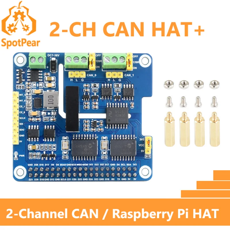 Raspberry Pi 2-kanál Izolovaný Can Expansion Hat Dual Chips Riešenie Vstavané viacnásobné ochrany