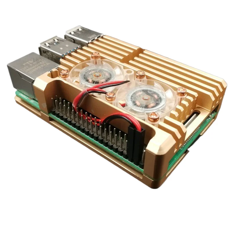 Raspberry Pi 4/3 hliníkové puzdro s duálnym chladiacim ventilátorom kovového čierneho krytu pre RPI Raspberry Pi 4B/3B/3B+