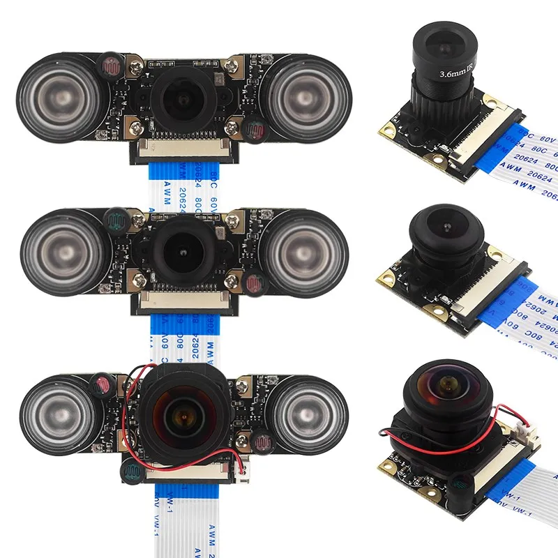 Raspberry Pi 4 nočné videnie Camera 5MP OV5647 Webcam Modul 1080p IR-Cut Fisheye širokouhlý fotoaparát pre Raspberry Pi 4B 3B+ 3B
