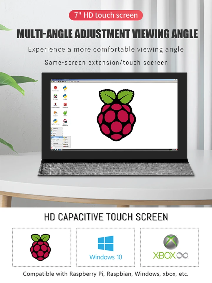 Raspberry Pi 5 7 palcov IPS Touch Screen1024x600 HD LCD HDMI kompatibilný displej pre RPI 4B 3B+ OPI 5 AIDA64 PC Sekundárna obrazovka