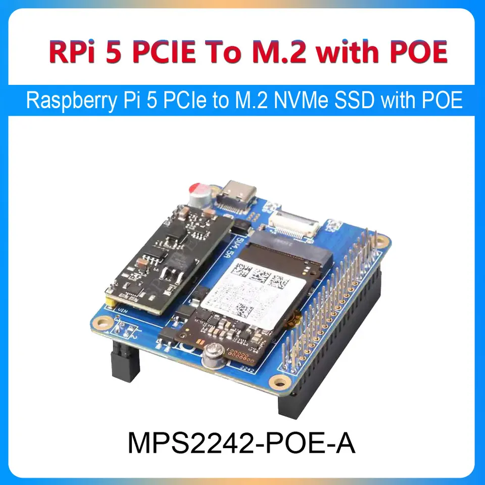 Raspberry Pi 5 PCIe to M.2 NVME SSD Hat s adaptérou Poe PCIEX1 GEN2/GEN3 RPI5 2242/2230