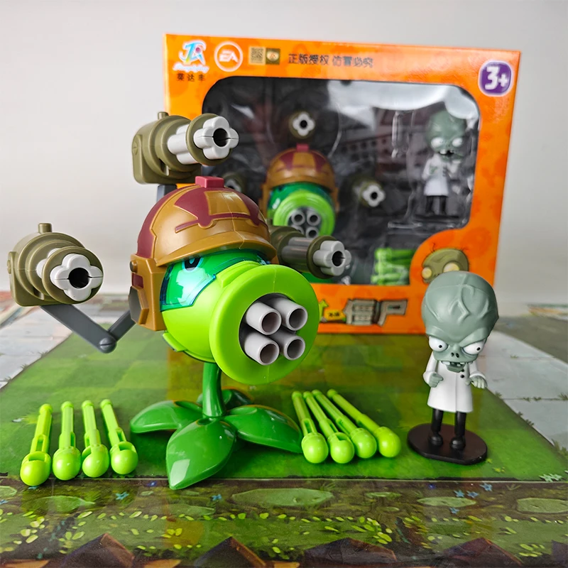 Rastliny vs zombie 2 PVZ Detské úložné hračky Hračky 7-jamky Gatling Gun Gun Shooter Zombie Doctor Shooting Toy Gift