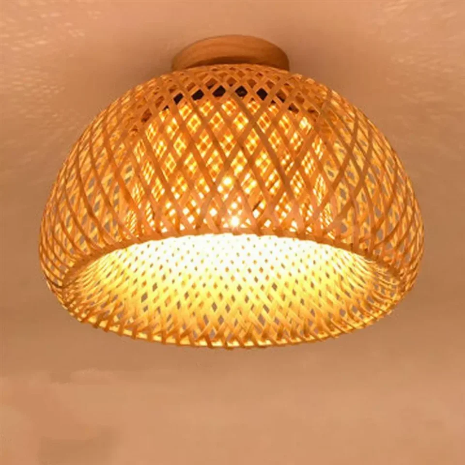 Rattan prútené stropné svetlá Domáca izba dekor Luster d30cm bambus drevené umenie svietidla domáci kreatívny osvetlenie osvetlenie lampa svietidla