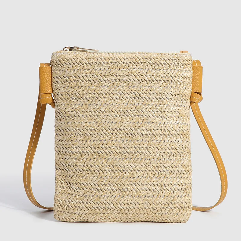 Rattan Woven Slaw Crossbody taška ručne vyrábaná vinobranie letná pláž Dámske tašky na ramená dievčat malá kabelka