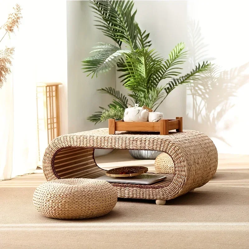 Rattan Woven Slaw Konferenčný stolík Bay okenné okno