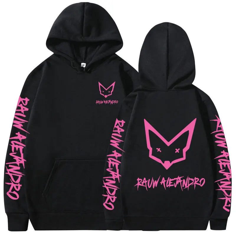Rauw Alejandro Pink Logo Print Hoodies Men Dámske oblečenie harajuku estetické pulVery módne hip hop dlhé rukávy mikiny