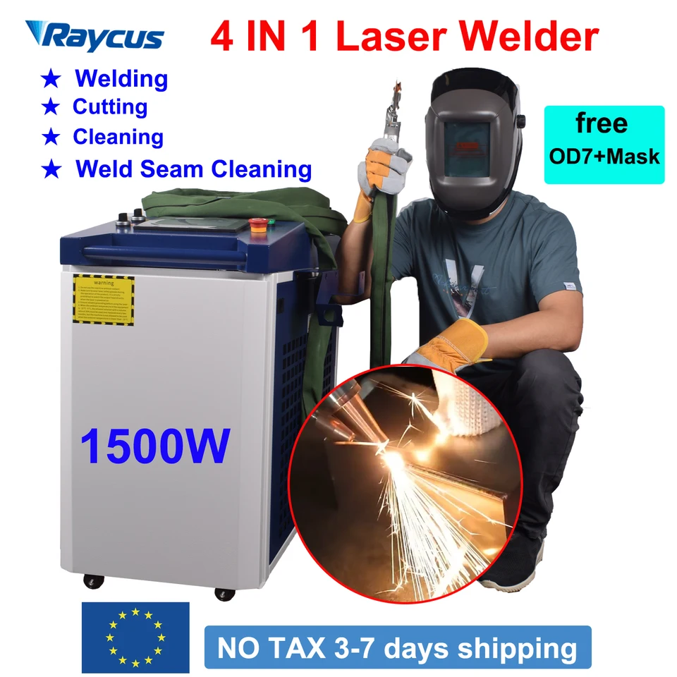 RAYCUS 1500W laserový zvárací stroj 4 v 1 vlákno laserové zváranie Čistenie rezanie Prenosný vreckový laserový zvárač pre kovové eu zásoby EÚ