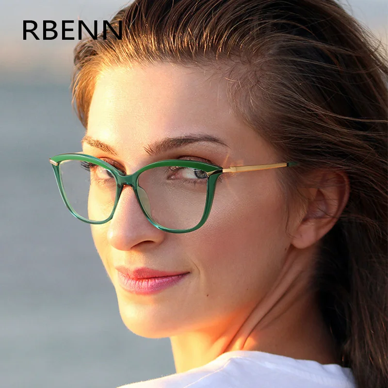 RBENN TR90 Anti Blue Light CAT OCE OCE OCE Rám Ženy luxusný dizajnér Retro počítačové okuliare pre dámy Optický rám UV400