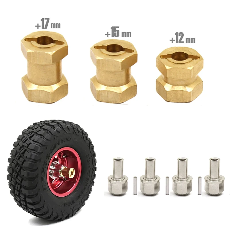 RC CAR 4PCS 12 mm/15 mm/17 mm nápravy rozširuje adaptér hexagonového kolesa pre 1/10 RC Crawler CAR TRX4 RC4WD D90 D110 Axiálny SCX10 90046 CATRC